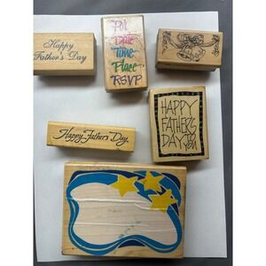 Lot of 6 Rubber Stamps Happy Fathers Day Bells RSVP Crafting